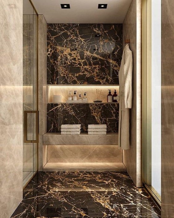 THEDA MAR Detaliu design baie placata cu marmura - Piatra naturala pentru pardoseli interioare si exterioare
