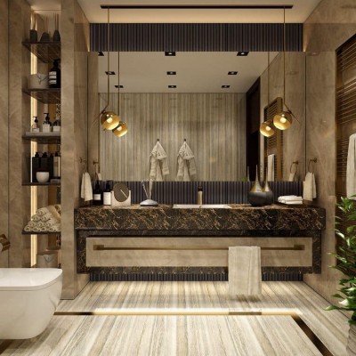 THEDA MAR Exemplu de baie de lux placata cu marmura - Piatra naturala pentru pardoseli interioare
