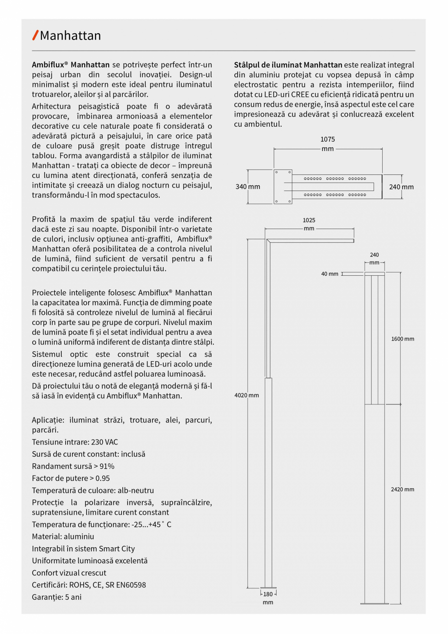 Pagina 5-Brosura - Stalp pentru iluminat - Ambiflux Manhattan  Catalog, brosura Romana 