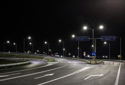 Exemplificarea utilizarii corpurilor de iluminat Ambiflux Traffic pentru iluminat Autostrada A3 Ambiflux Traffic Corp de iluminat