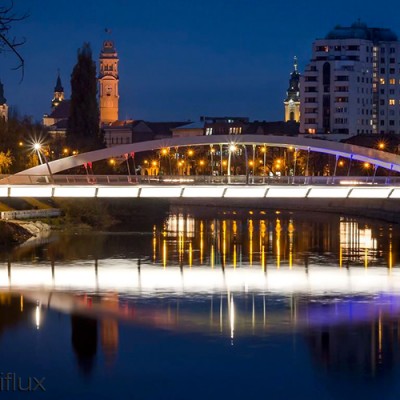 AMBIFLUX Exemplificarea utilizarii corpului de iluminat Ambiflux Arena 12 - iluminat arhitectural Podul Centenarului - Corpuri