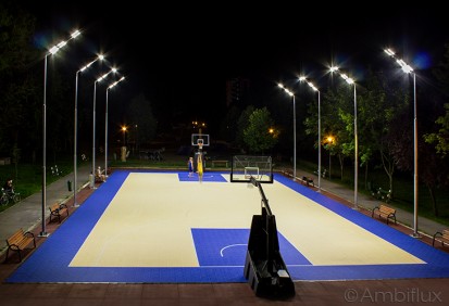 Exemplificarea utilizarii corpului de iluminat Ambiflux Arena 24 - iluminat teren basket Parcul Bratianu Corp de