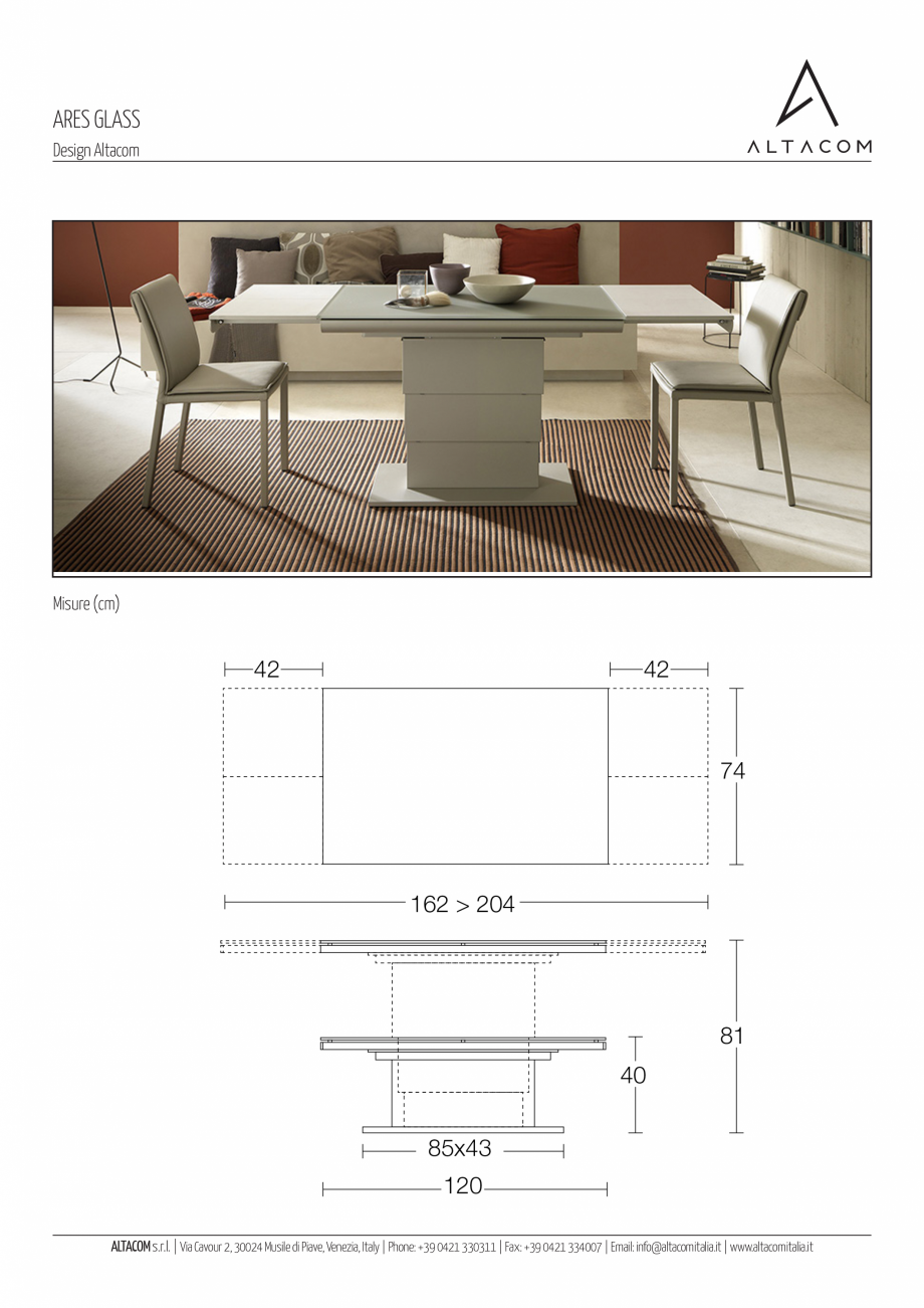 Pagina 1-Masa extensibila si transformabila MOBILIANI ARES GLASS Fisa tehnica Italiana ARES GLASS
Design...