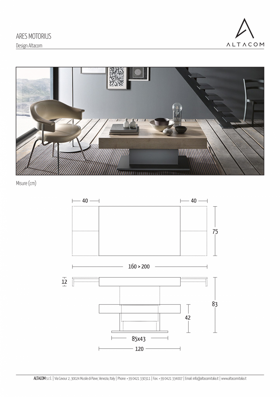 Pagina 1-Masa extensibila si transformabila MOBILIANI ARES MOTORIUS Fisa tehnica Italiana ARES MOTORIUS...