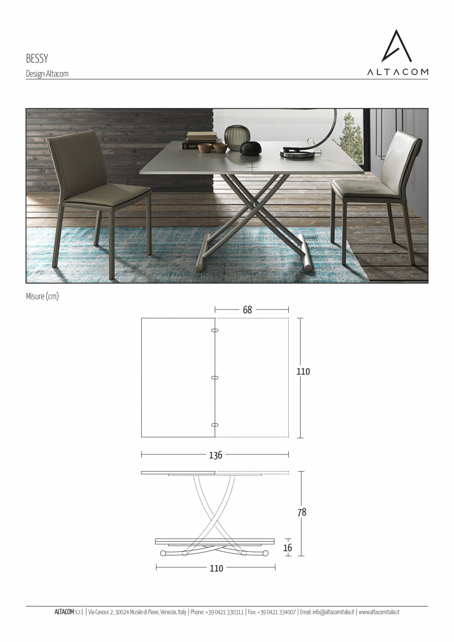 Pagina 1-Masa extensibila si transformabila  MOBILIANI BESSY Fisa tehnica Italiana BESSY
Design Altacom
...