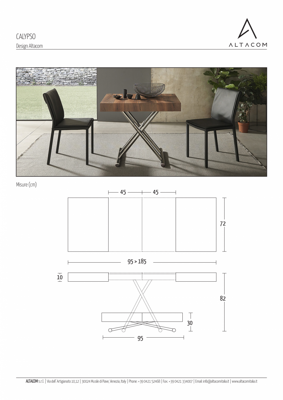 Pagina 1-Masa extensibila si transformabila  MOBILIANI CALYPSO Fisa tehnica Italiana CALYPSO
Design Altacom

...