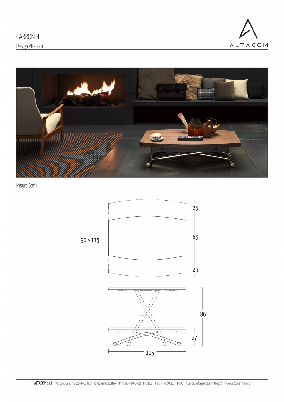 Pagina 1-Masa extensibila si transformabila  MOBILIANI CARRONDE Fisa tehnica Italiana CARRONDE
Design Altacom...