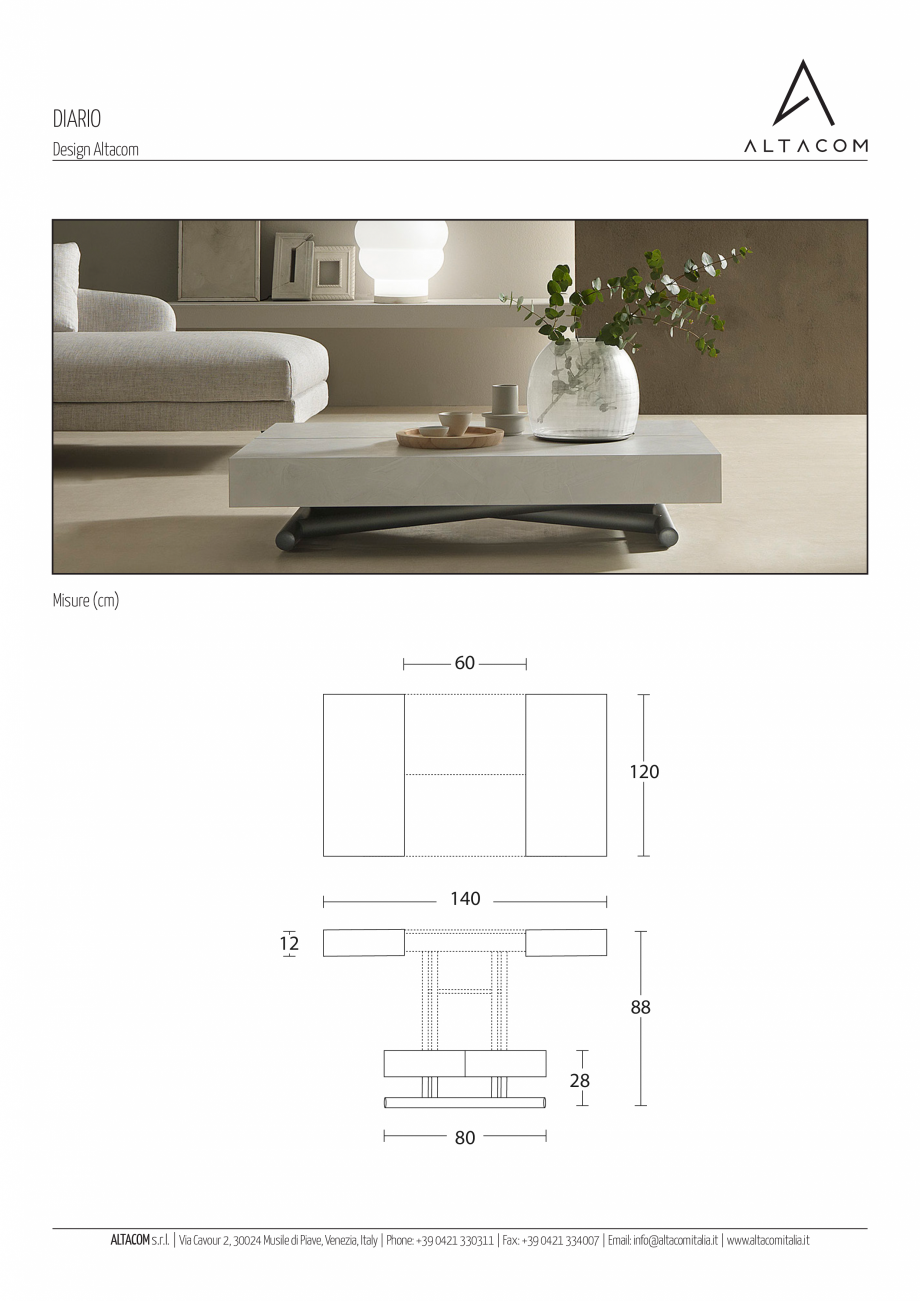 Pagina 1-Masa extensibila si transformabila MOBILIANI DIARIO Fisa tehnica Italiana DIARIO
Design Altacom
...