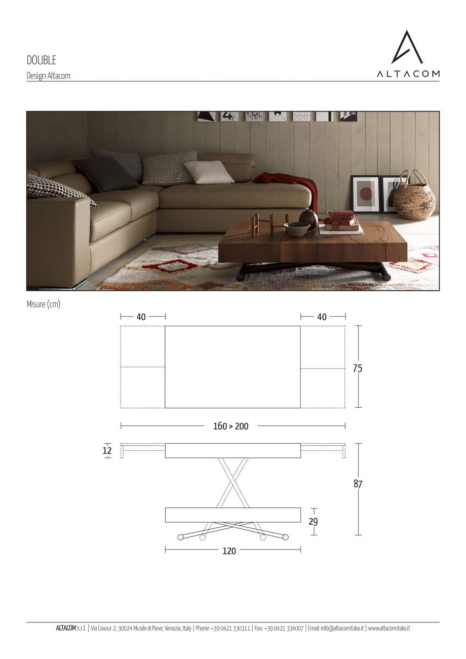 Pagina 1-Masa extensibila si transformabila MOBILIANI DOUBLE Fisa tehnica Italiana DOUBLE
Design Altacom
...