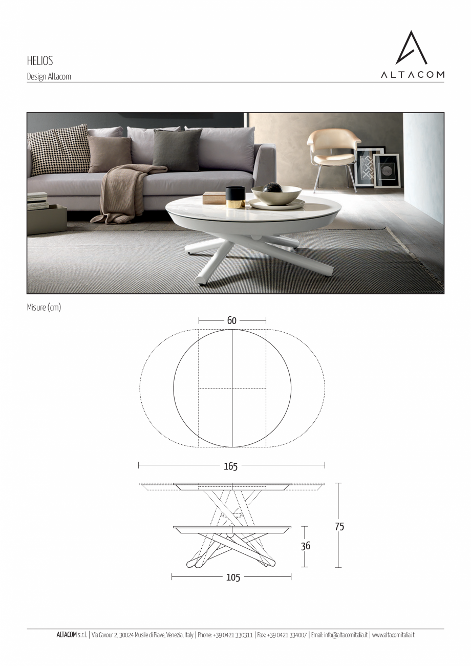 Pagina 1-Masa extensibila si transformabila MOBILIANI HELIOS Fisa tehnica Italiana HELIOS
Design Altacom
...