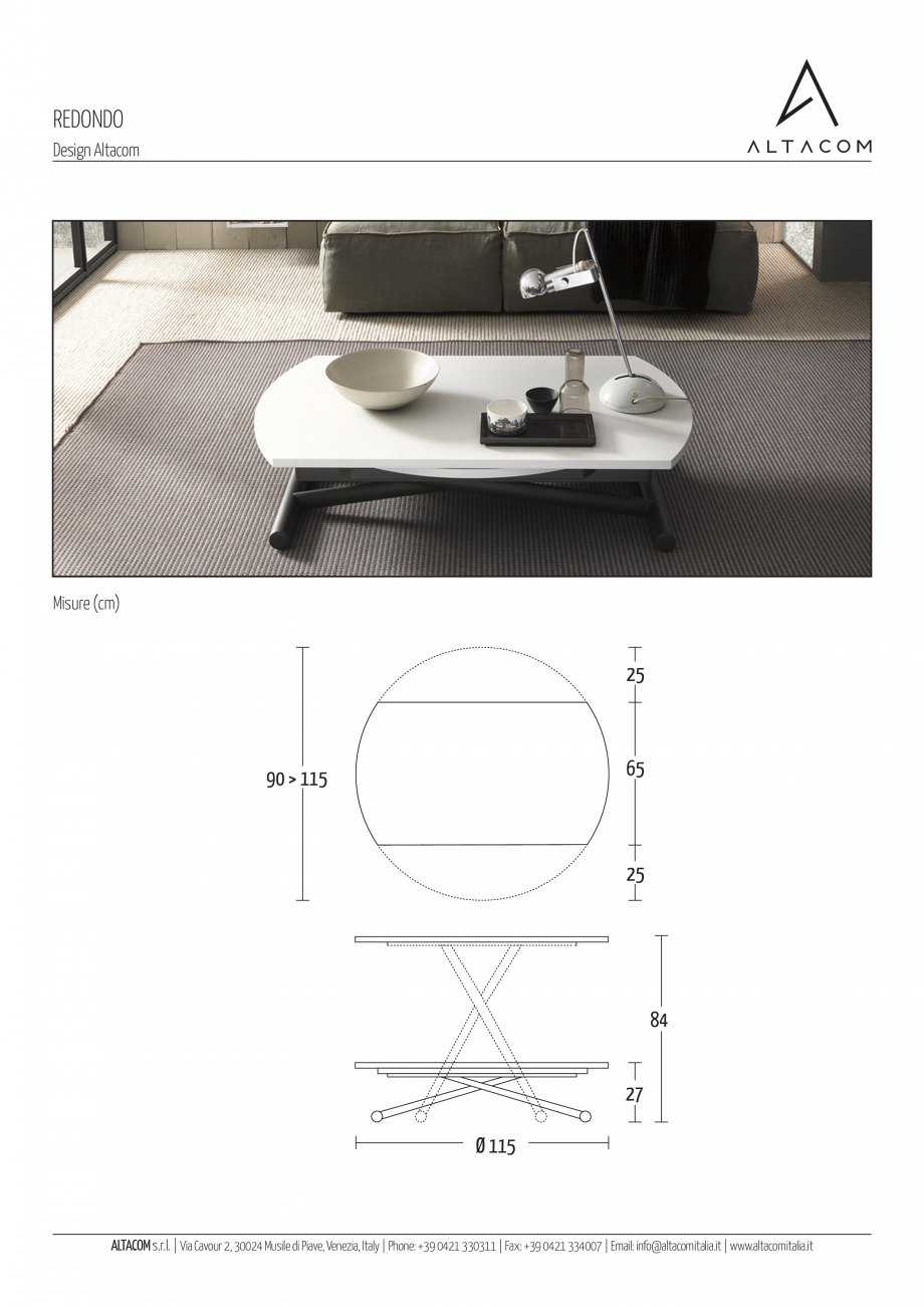 Pagina 1-Masa extensibila si transformabila MOBILIANI REDONDO Fisa tehnica Italiana REDONDO
Design Altacom
...