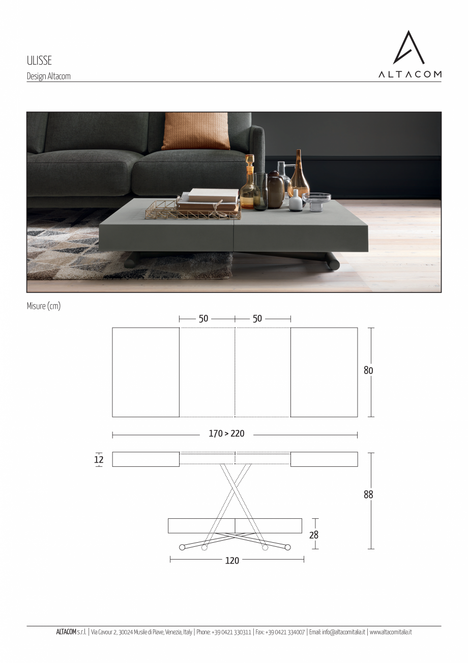 Pagina 1-Masa extensibila si transformabila MOBILIANI ULISSE Fisa tehnica Italiana ULISSE
Design Altacom
...