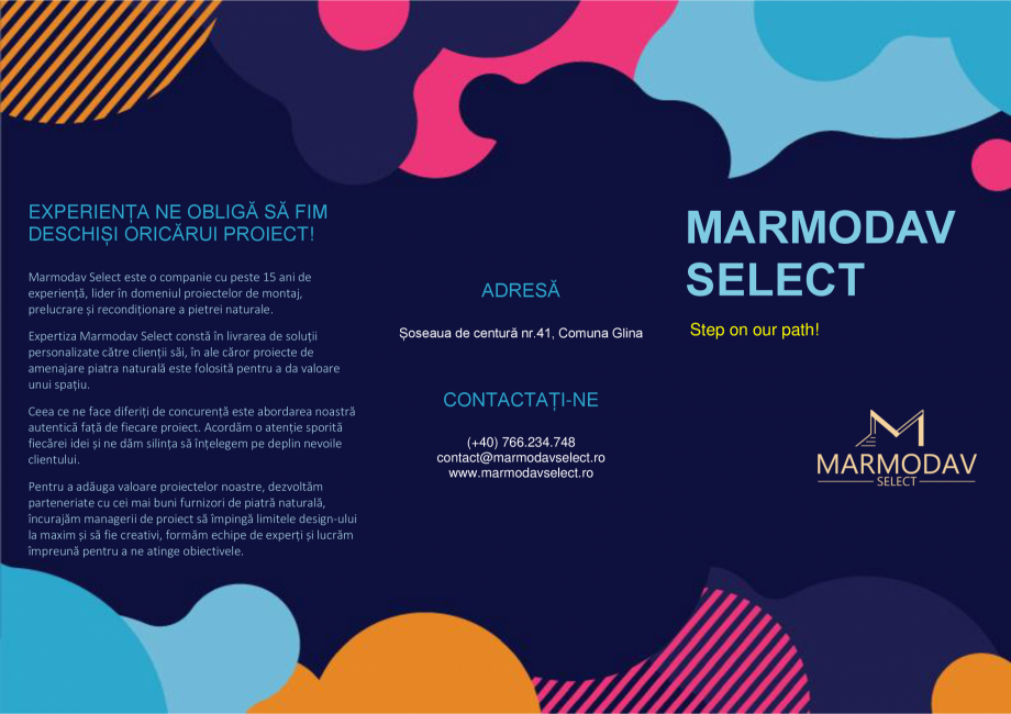 Pagina 1-Prezentare MARMODAV SELECT  Catalog, brosura Romana EXPERIENȚA NE OBLIGĂ SĂ FIM
DESCHIȘI...