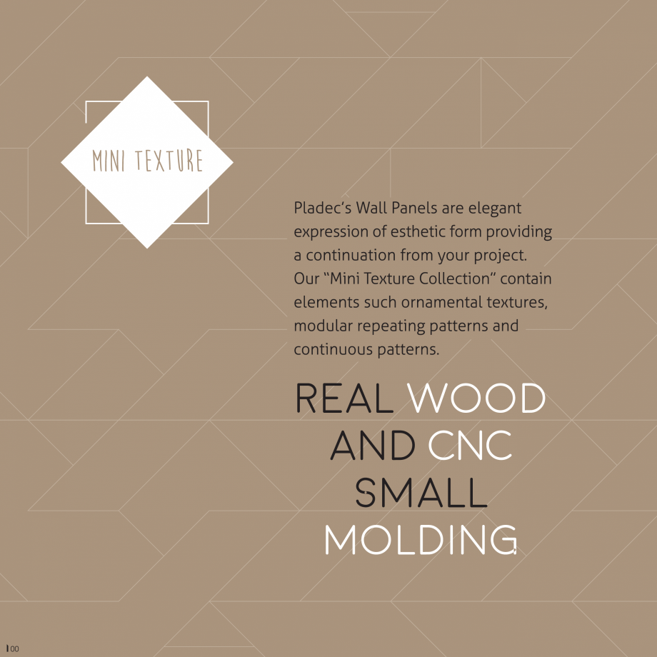 Pagina 1-Panouri decorative din lemn mini texturat CREATIVE ARQ PLADEC Mini Texture Catalog, brosura Engleza ...