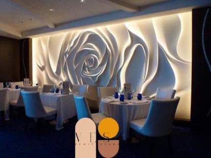 Perete 3D model trandafir - vazut de aproape Profile decorative din polistiren pentru fatade 