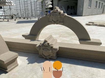 Element arhitectural vazut de aproape Profile decorative din polistiren pentru fatade 
