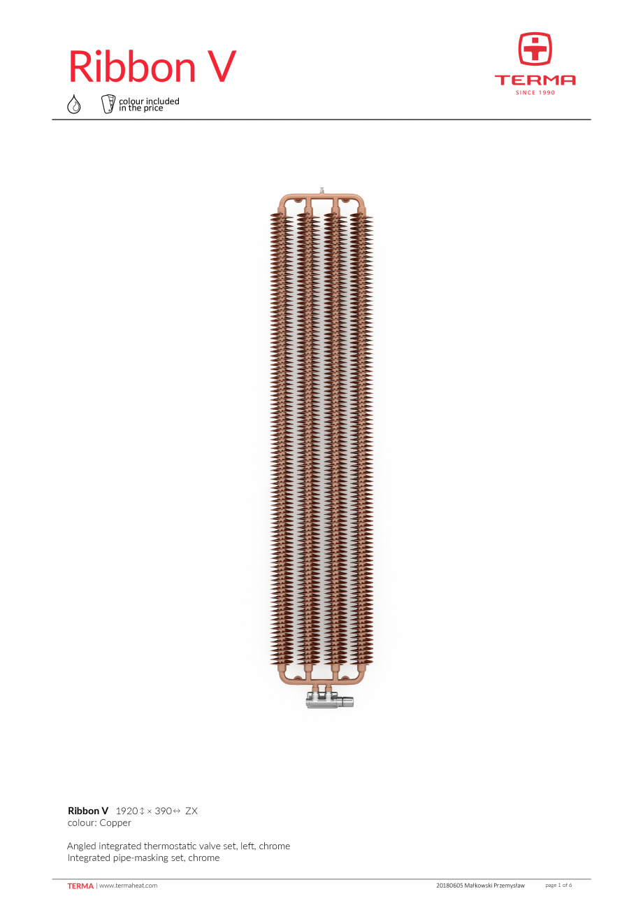 Pagina 1-Radiator decorativ living VON LORCH Ribbon Fisa tehnica Engleza Ribbon V
colour included
in the...