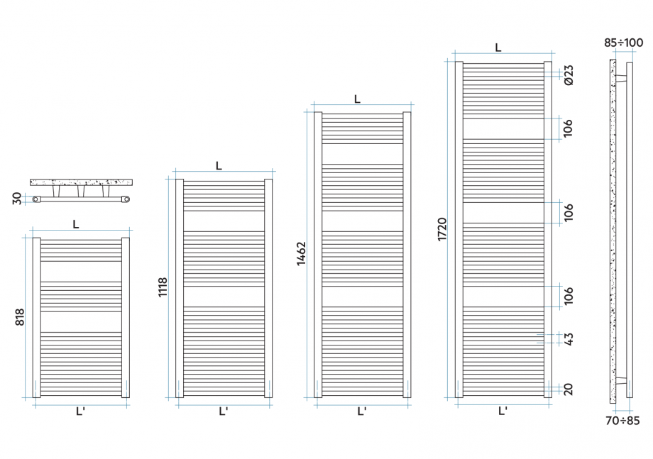 Pagina 1-CAD-PDF Calorifer baie VON LORCH Detaliu de produs Ares Cromat 