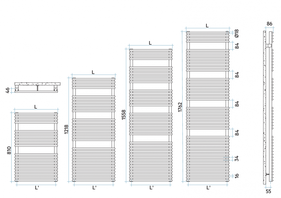 Pagina 1-CAD-PDF Calorifer baie VON LORCH Detaliu de produs Flauto Cromat 