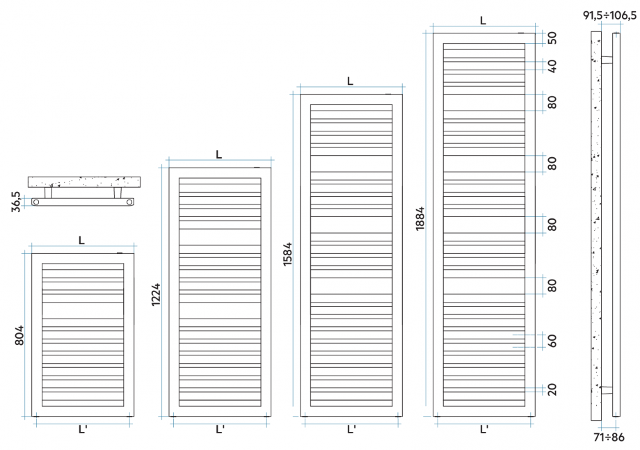 Pagina 1-CAD-PDF Calorifer baie VON LORCH Detaliu de produs Oddo 