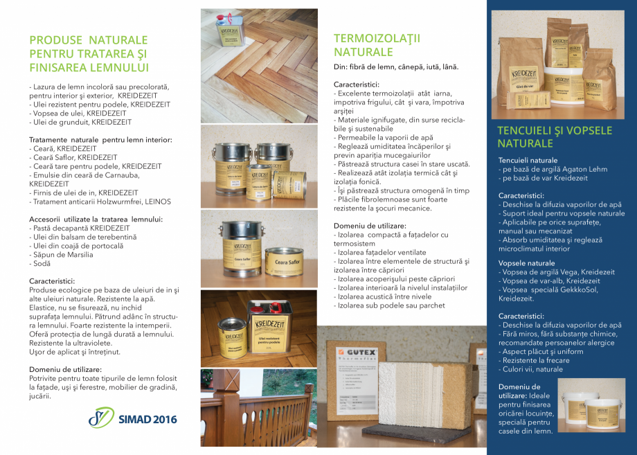 Pagina 1-Gama de produse SIMAD 2016  Catalog, brosura Romana PRODUSE NATURALE
PENTRU TRATAREA ŞI
FINISAREA...