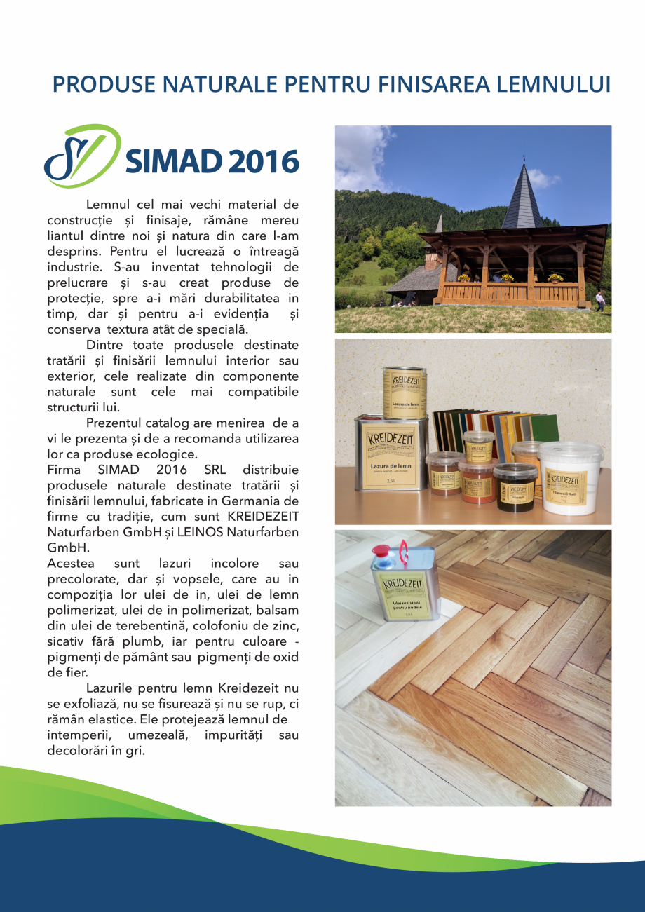 Pagina 1-Produse pentru protectia lemnului  SIMAD 2016  Catalog, brosura Romana PRODUSE NATURALE PENTRU...