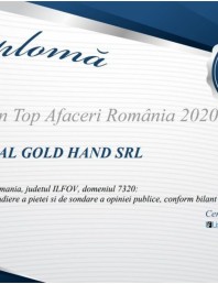 Diploma - Locul 2 in TOP Afaceri Romania 2020 - NATURAL GOLD HAND