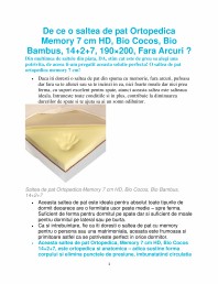 Saltea de pat ortopedica Memory 7 cm HD, Bio Cocos, Bio Bambus, 14+2+7, 190×200,
