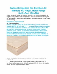 Saltea ortopedica Bio Bumbac Air, Memory HD Royal, Hotel Range 5+12+5+4, 190×200