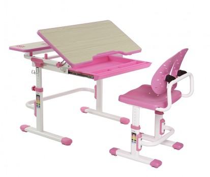Set birou si scaun copii ergonomic reglabil în înălțime ErgoK IVY Roz Ivy Roz Set birou