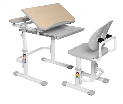 Set birou și scaun copii ergonomic reglabil în înălțime ErgoK REIA gri REIA gri Set birou