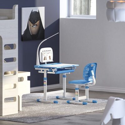 Set birou și scaun copii ergonomic reglabil în înălțime și spătar reglabil în adâncime ErgoK Poppy