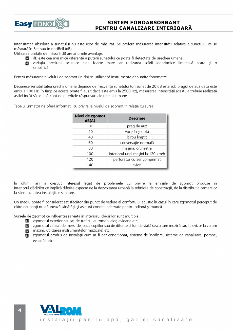 Pagina 4-Sistem fonoabsorbant pentru canalizare interioara Easy FONO VALROM Catalog, brosura Romana rou...