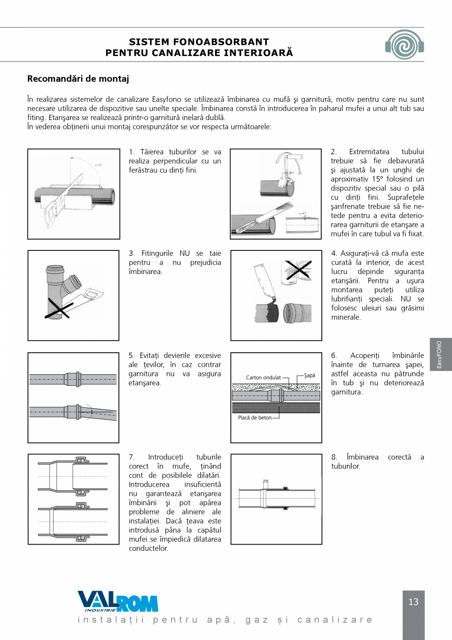 Pagina 13-Sistem fonoabsorbant pentru canalizare interioara Easy FONO VALROM Catalog, brosura Romana 
p e n...