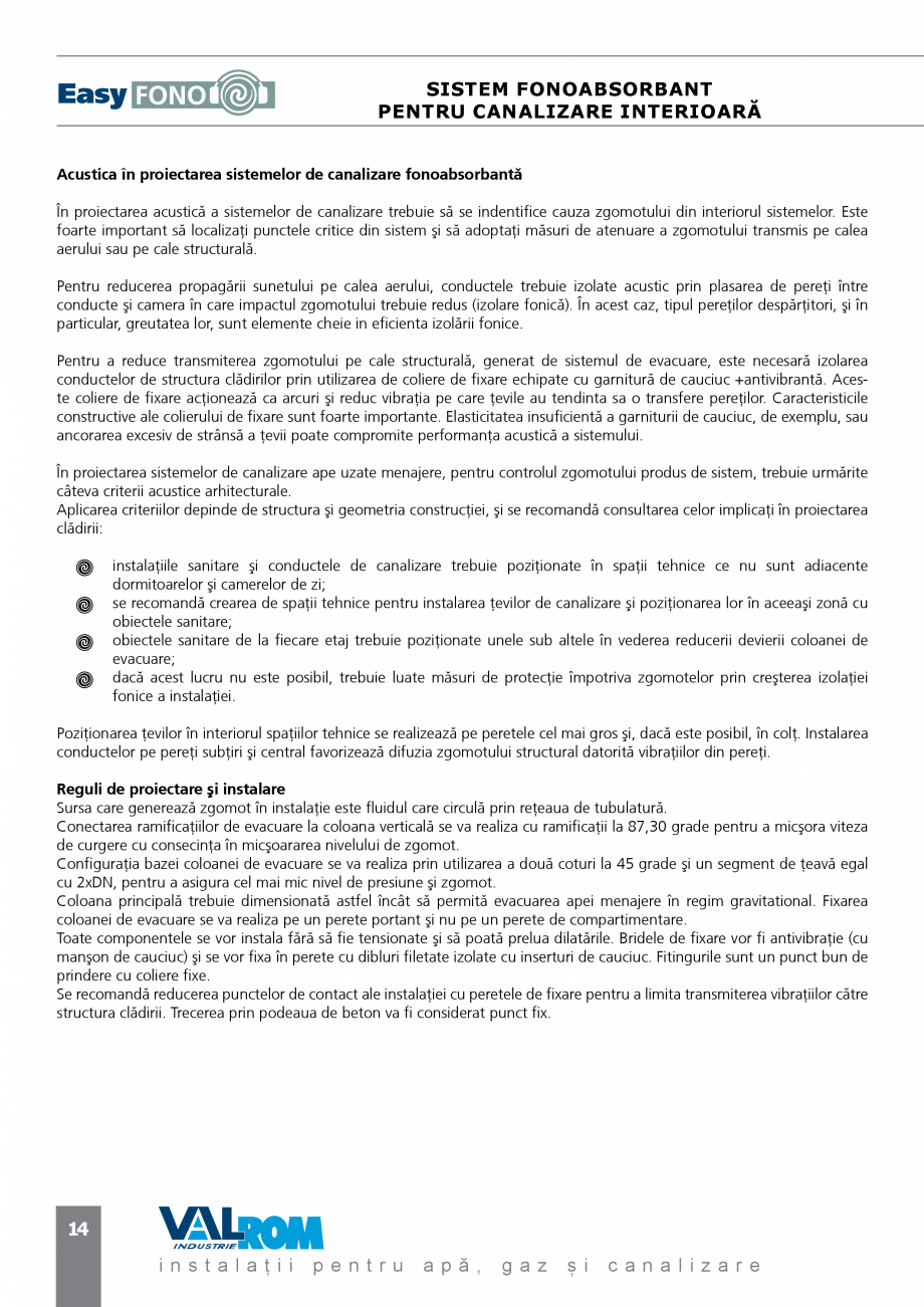 Pagina 14-Sistem fonoabsorbant pentru canalizare interioara Easy FONO VALROM Catalog, brosura Romana...