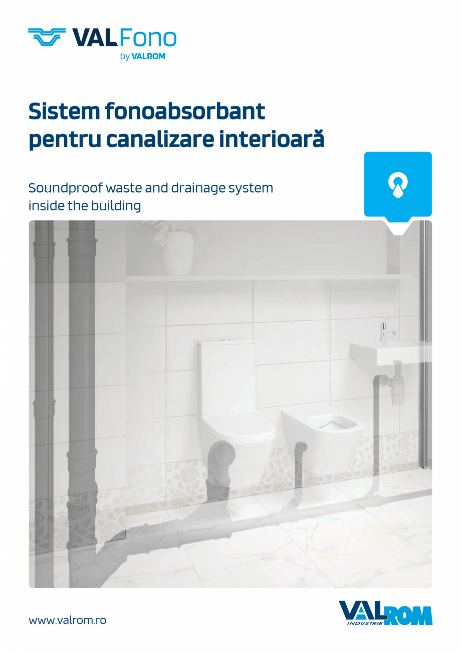 Pagina 1-Sistem fonoabsorbant pentru canalizare interioara VALFono VALROM Catalog, brosura Engleza, Romana...