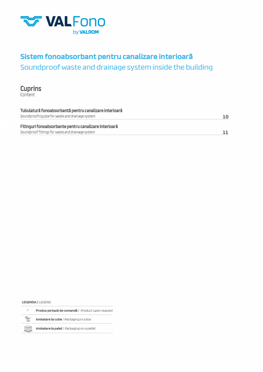 Pagina 3-Sistem fonoabsorbant pentru canalizare interioara VALFono VALROM Catalog, brosura Engleza, Romana...
