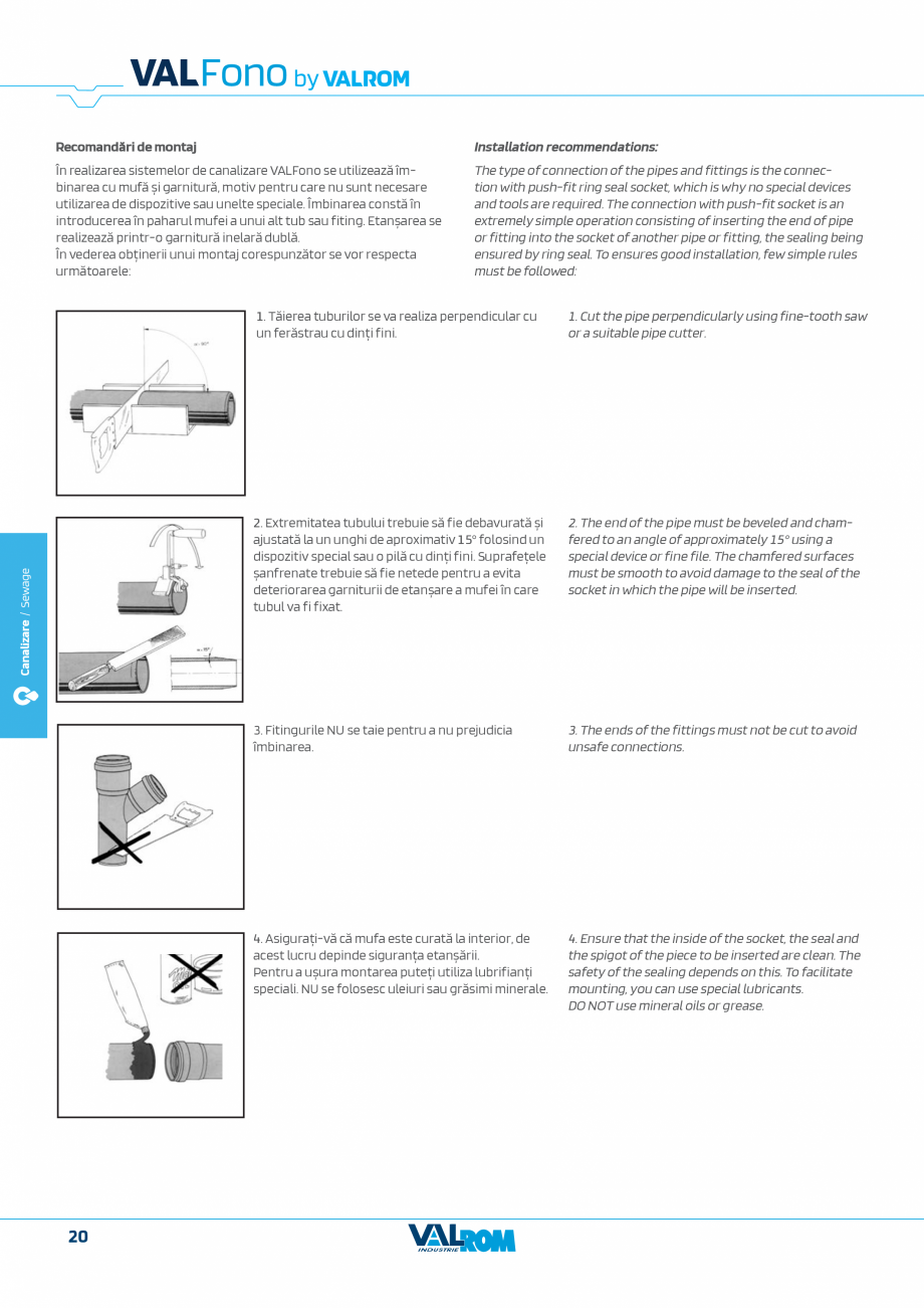 Pagina 20-Sistem fonoabsorbant pentru canalizare interioara VALFono VALROM Catalog, brosura Engleza, Romana...