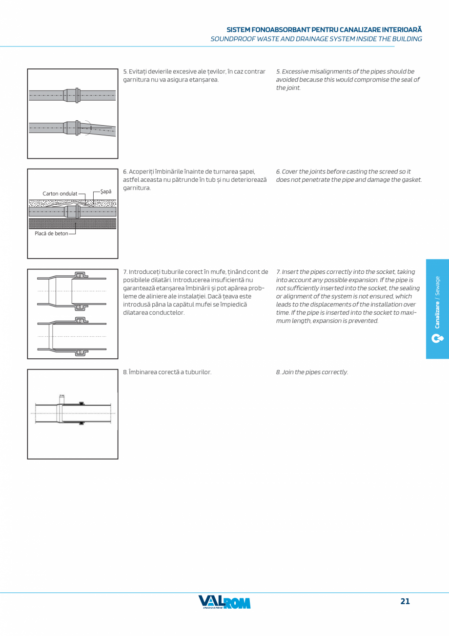 Pagina 21-Sistem fonoabsorbant pentru canalizare interioara VALFono VALROM Catalog, brosura Engleza, Romana...