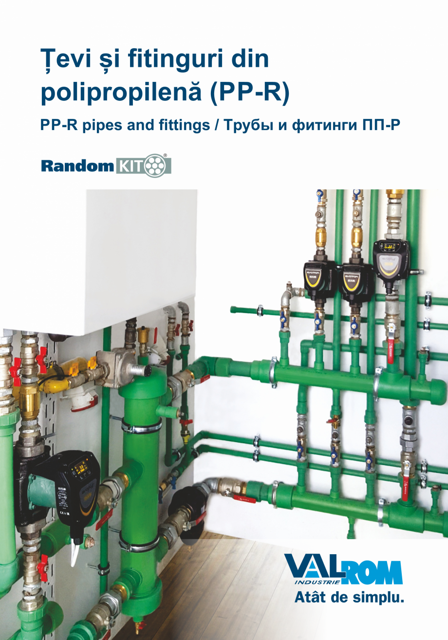 Pagina 1-Țevi și fitinguri din polipropilenă VALROM Catalog, brosura Engleza, Romana, Rusa Țevi și...