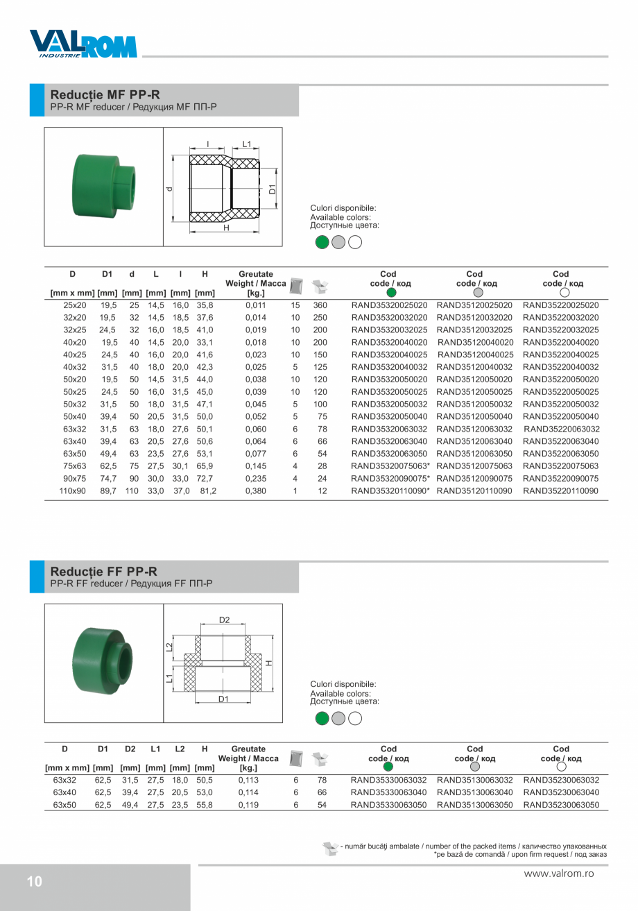 Pagina 10-Țevi și fitinguri din polipropilenă VALROM Catalog, brosura Engleza, Romana, Rusa ni
Timp scurt...