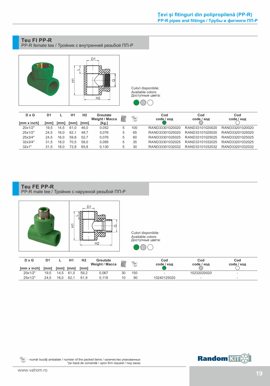 Pagina 19-Țevi și fitinguri din polipropilenă VALROM Catalog, brosura Engleza, Romana, Rusa 
70
35
18

Cod
...
