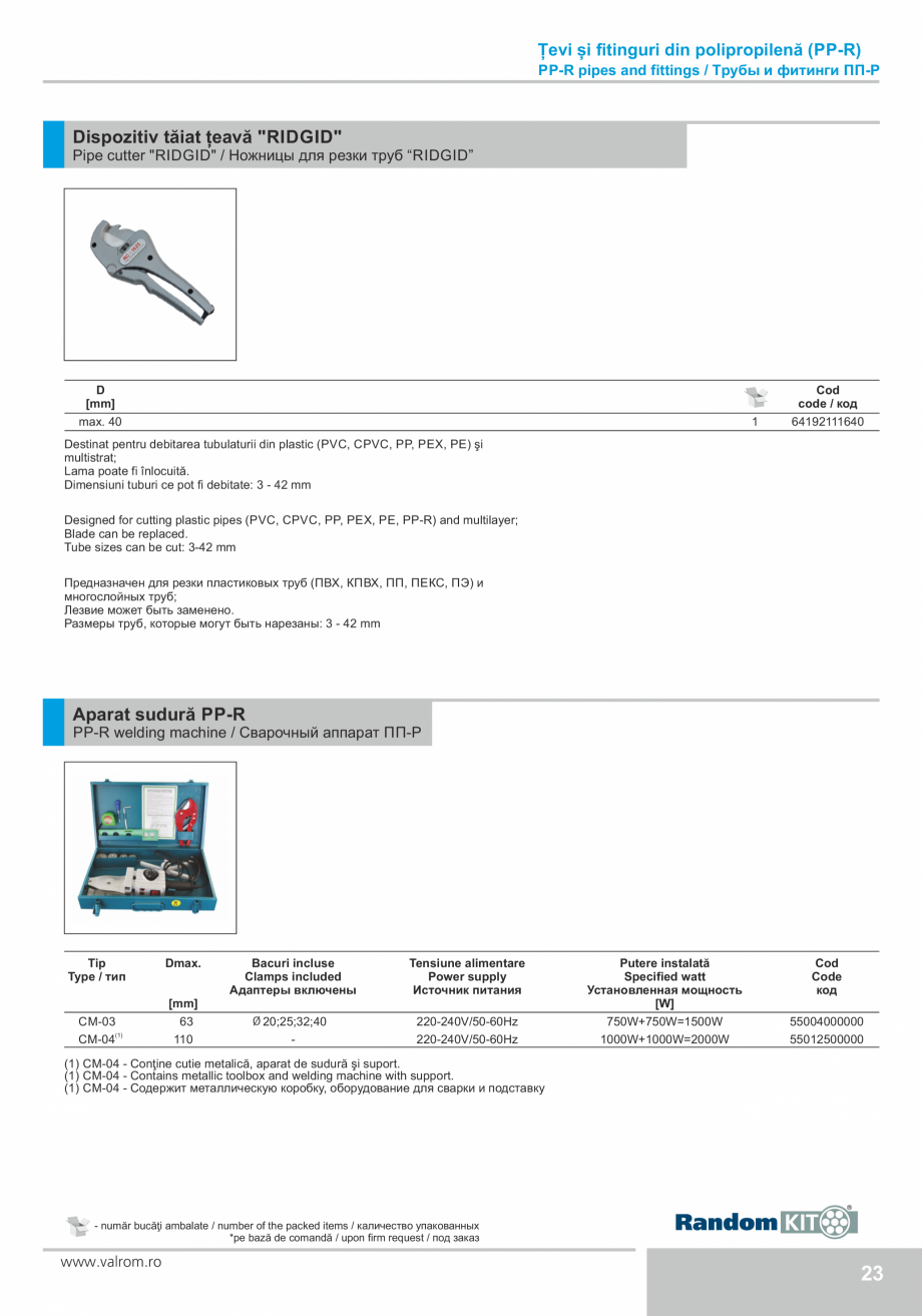 Pagina 23-Țevi și fitinguri din polipropilenă VALROM Catalog, brosura Engleza, Romana, Rusa 1
56,8
67,8
82,...
