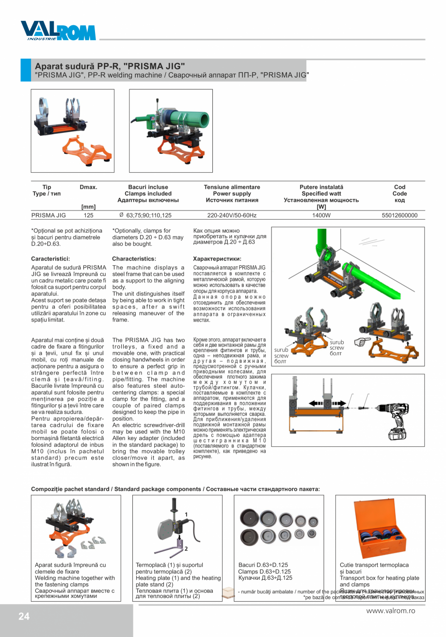 Pagina 24-Țevi și fitinguri din polipropilenă VALROM Catalog, brosura Engleza, Romana, Rusa 6,0 53,2
31,5...