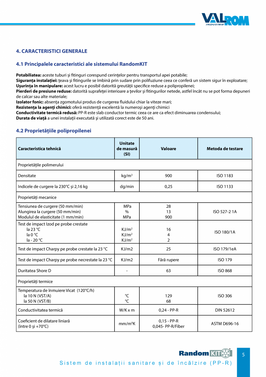 Pagina 5-Carte_tehnica - Sistem de instalații sanitare și de încălzire VALROM Fisa tehnica Romana...