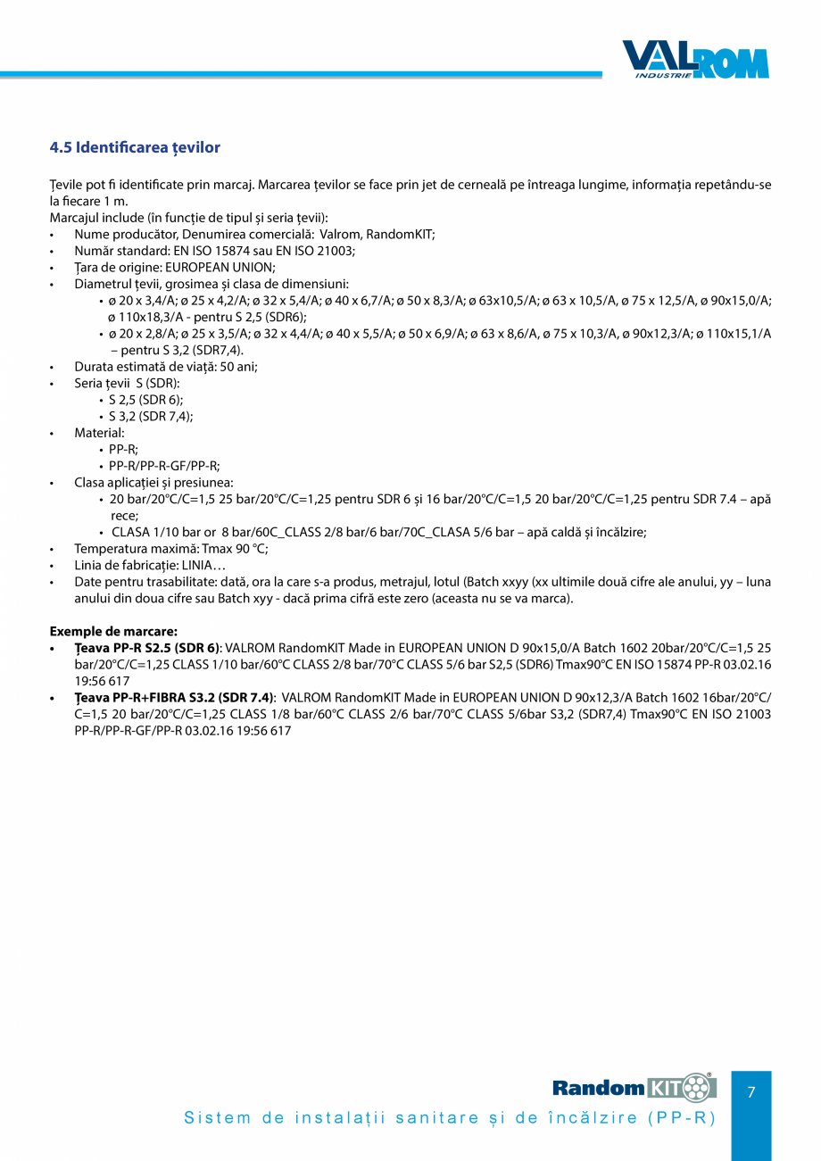 Pagina 7-Carte_tehnica - Sistem de instalații sanitare și de încălzire VALROM Fisa tehnica Romana...