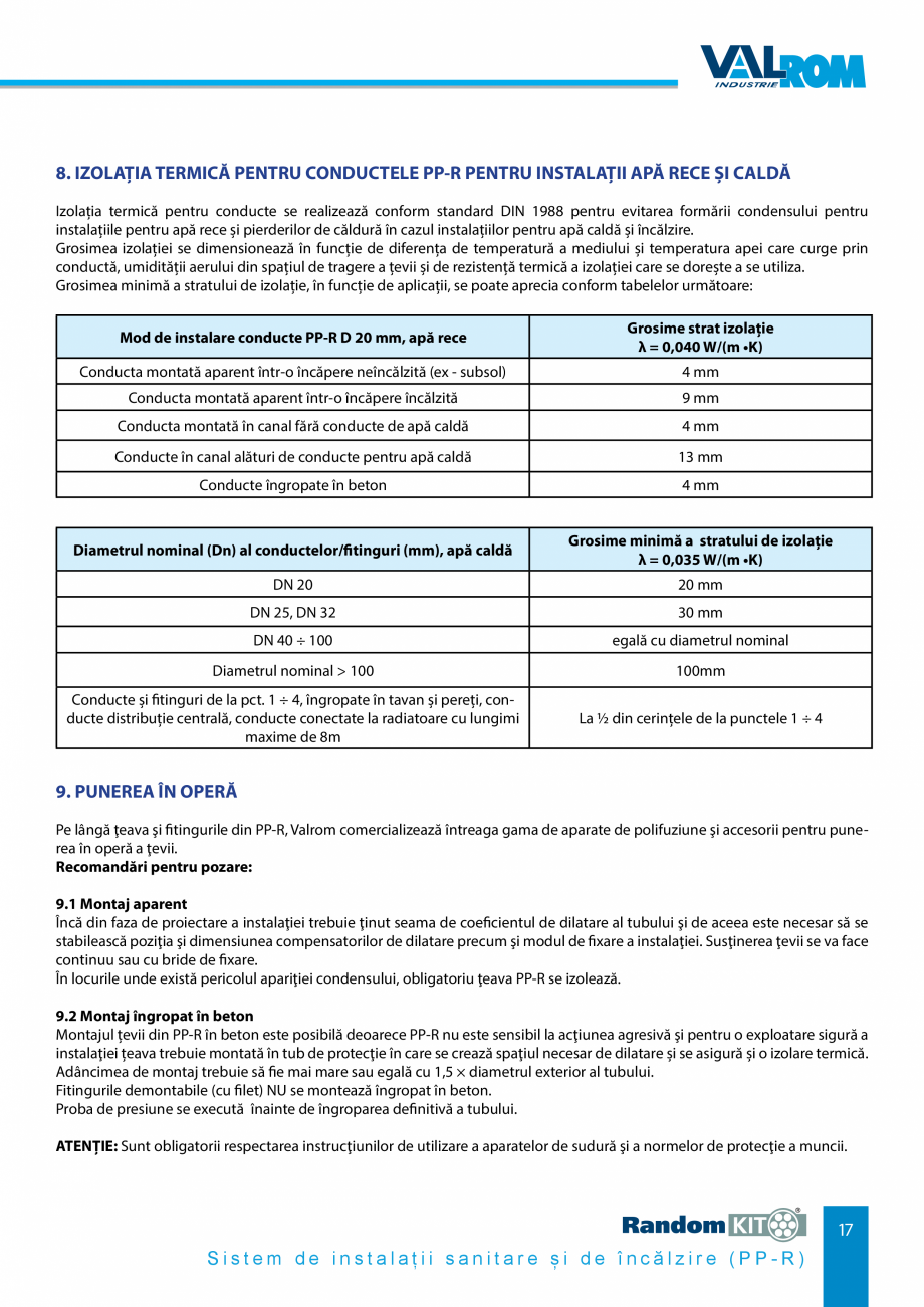 Pagina 17-Carte_tehnica - Sistem de instalații sanitare și de încălzire VALROM Fisa tehnica Romana e ...