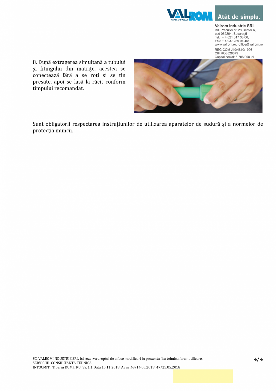 Pagina 4-Racord cu semiolandez PP-R - RAND31x800xx0xx VALROM Racord PP-R cu semiolandez Fisa tehnica Romana...