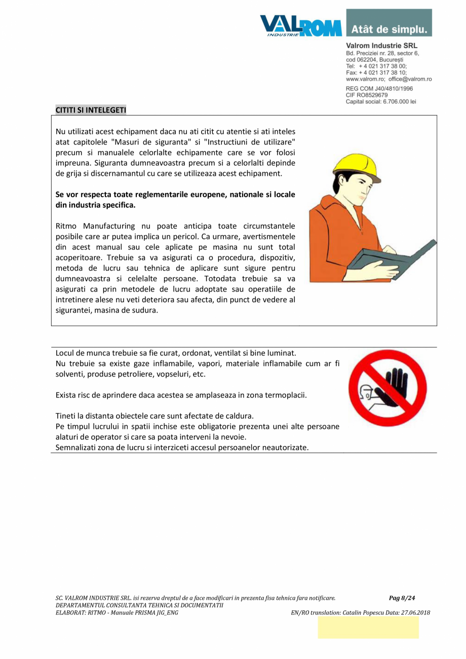 Pagina 8-Manual de utilizare si intretinere pentru aparatul de sudura PPR PRISMA JIG VALROM Instructiuni...