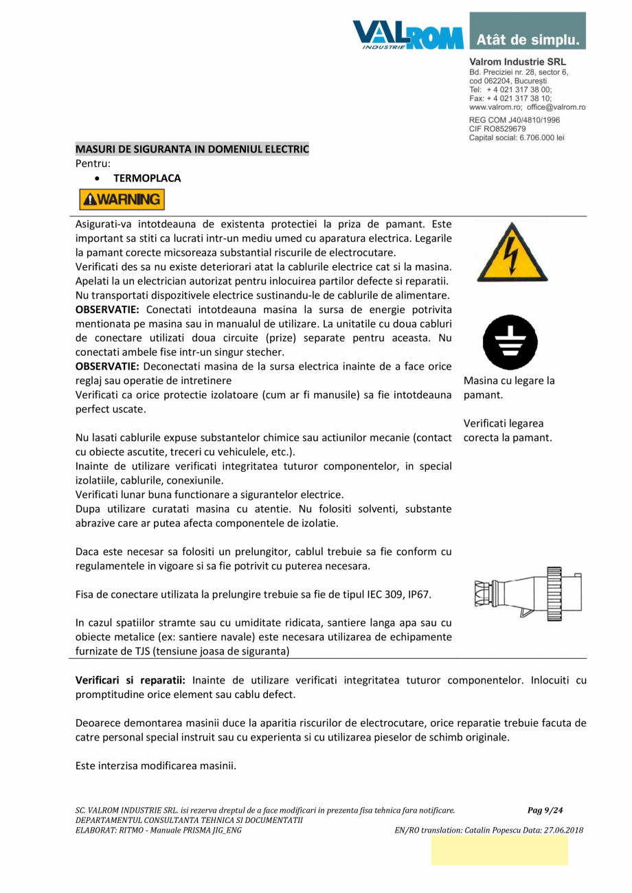 Pagina 9-Manual de utilizare si intretinere pentru aparatul de sudura PPR PRISMA JIG VALROM Instructiuni...